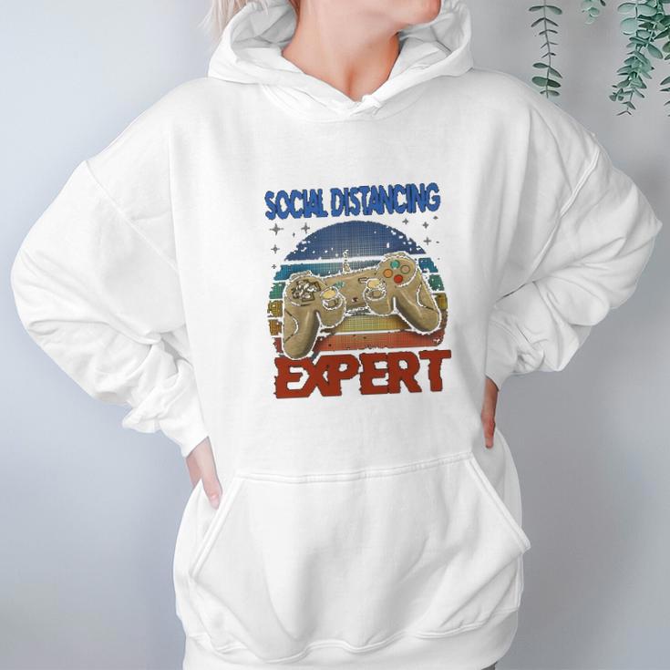 Social Distancing Expert Gamer Vintage Hoodie Gifts for Women