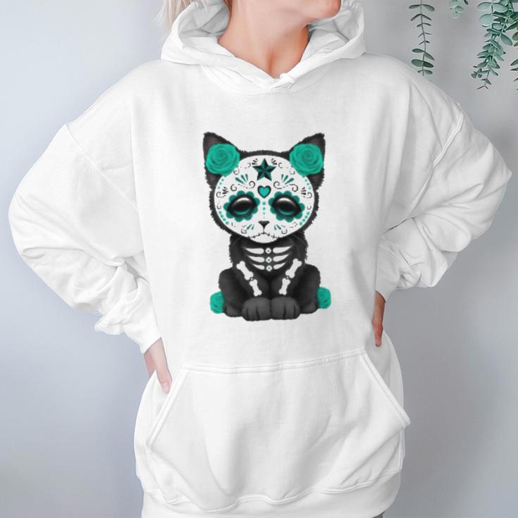 Sugar Skull Cat Day Of The Dead Cat Hoodie Gifts for Women