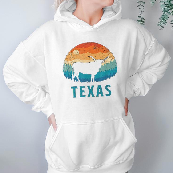 Texas Longhorn Cow Vintage Texan Cattle Herd Retro Hoodie Gifts for Women