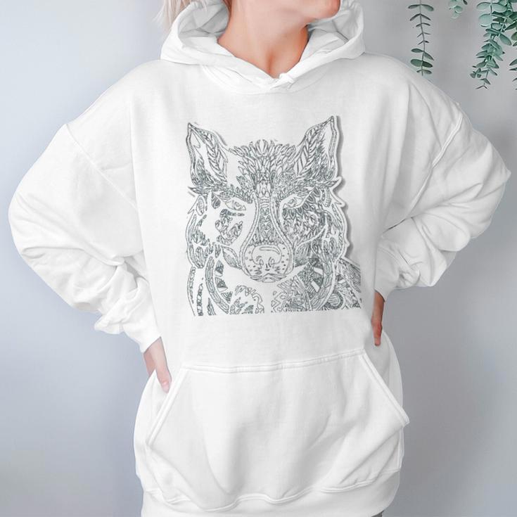 Tribal Wolf Design Hoodie Gifts for Women