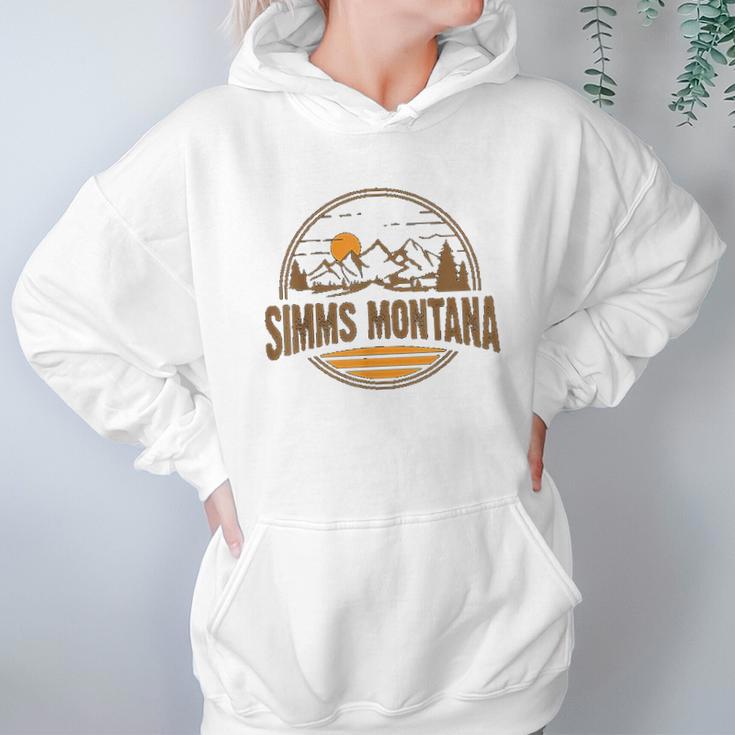 Vintage Simms Montana Mountain Hiking Souvenir Print Hoodie Gifts for Women