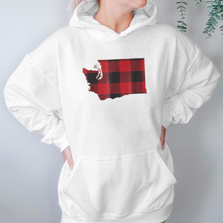 Washington State Seattle Flannel Plaid Hoodie Gifts for Women