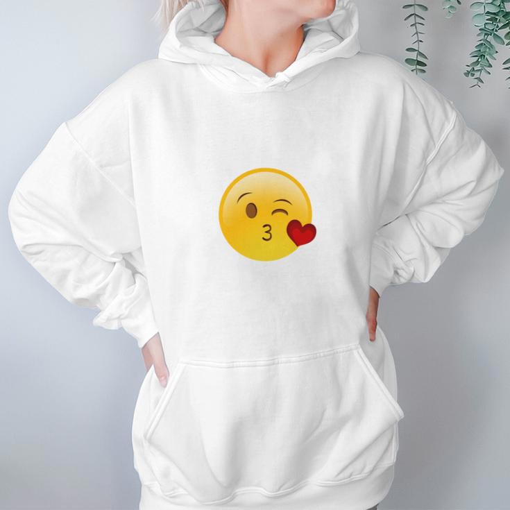 Winky Face Smiley With Heart Kiss Emoji Hoodie Gifts for Women