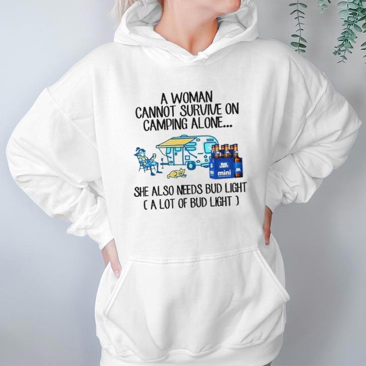 A Woman Cannot Survive On Camping Alone She Also Needs Bud Light Hoodie Gifts for Women