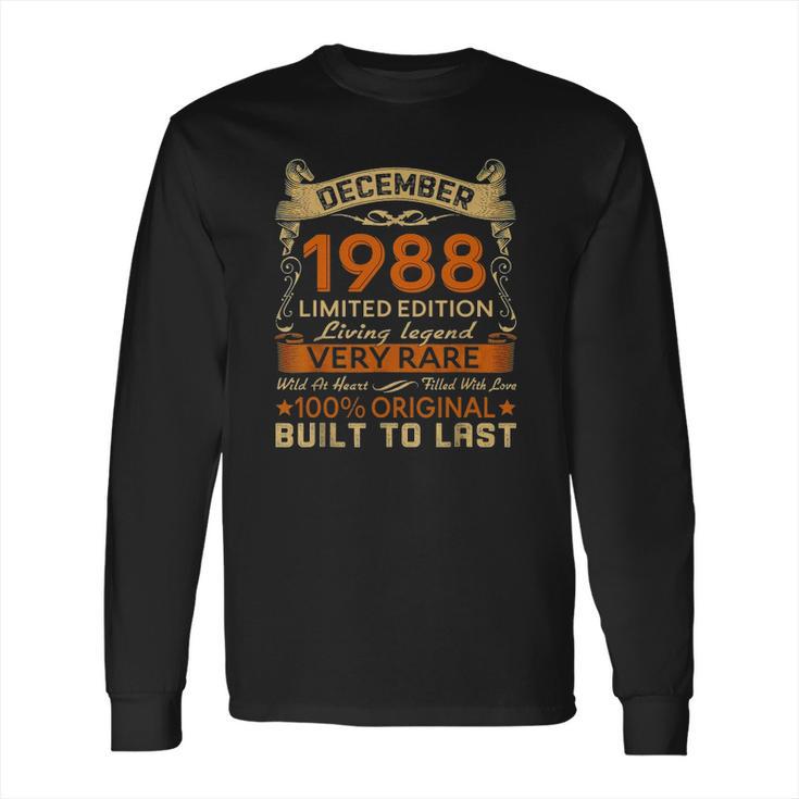 33Rd Birthday Gift 33 Years Old Retro Vintage December 1988 Ver2 Long Sleeve T-Shirt