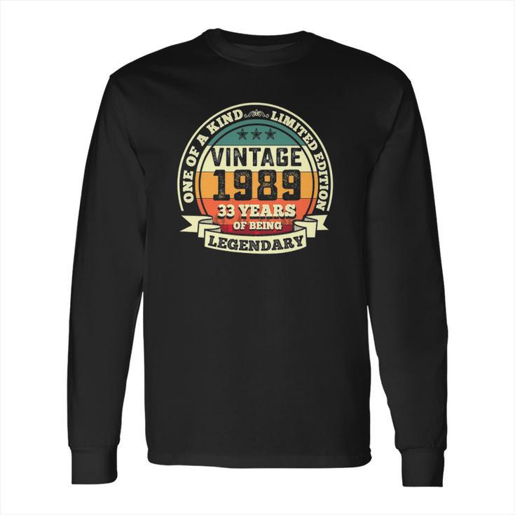 33Rd Birthday Vintage Tee Retro Legendary 1989 33 Years Old Long Sleeve T-Shirt