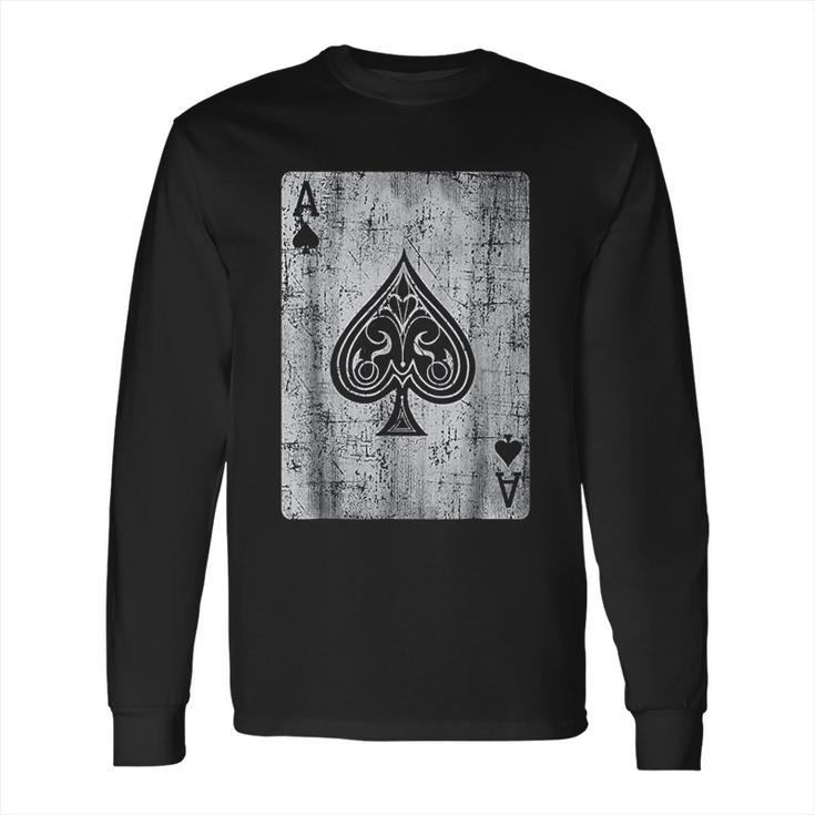 Ace Of Spades Card Gambling Poker Vintage Graphic Long Sleeve T-Shirt