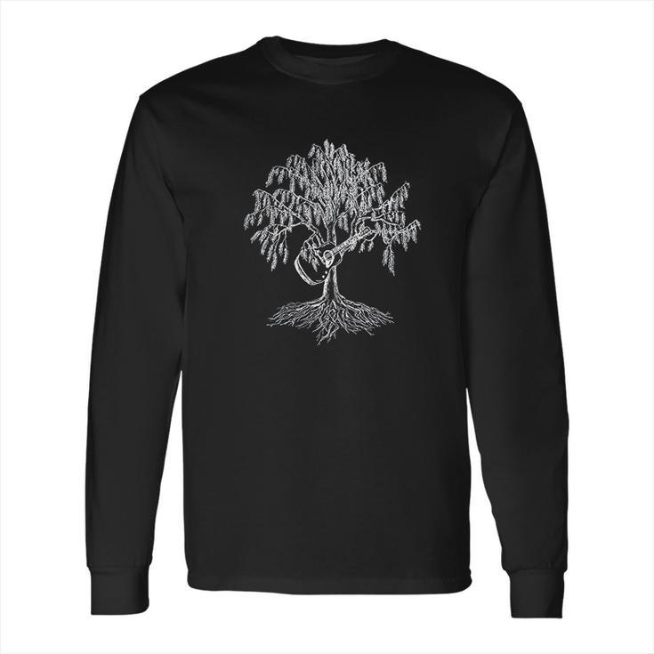 Acoustic Guita Hand Printed Willow Tree Asphalt Long Sleeve T-Shirt