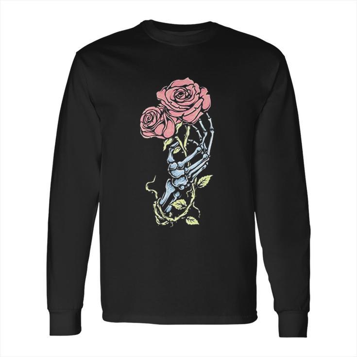 Aesthetic Skeleton Hand  Rose Pastel Goth Dark Gothic Long Sleeve T-Shirt