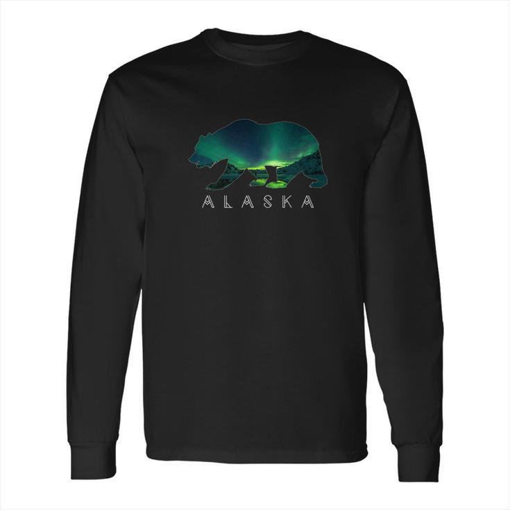 Alaskan Bear With Aurora Borealis Icy Mountain Tee Long Sleeve T-Shirt