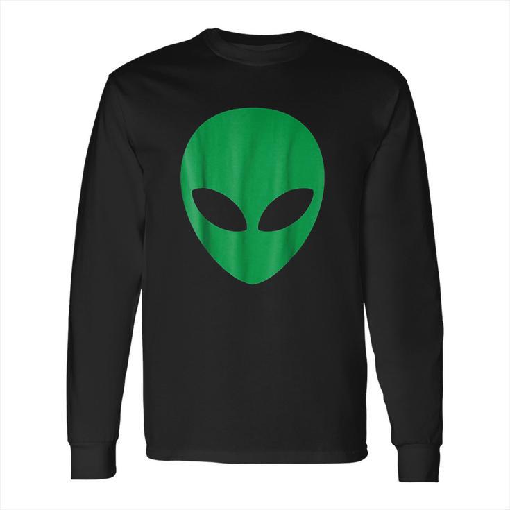 Alien Head Green Alien Grey Long Sleeve T-Shirt