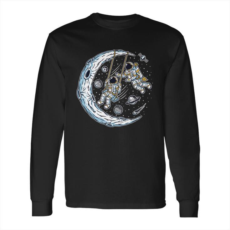 Astronauts Moon Swinging Long Sleeve T-Shirt