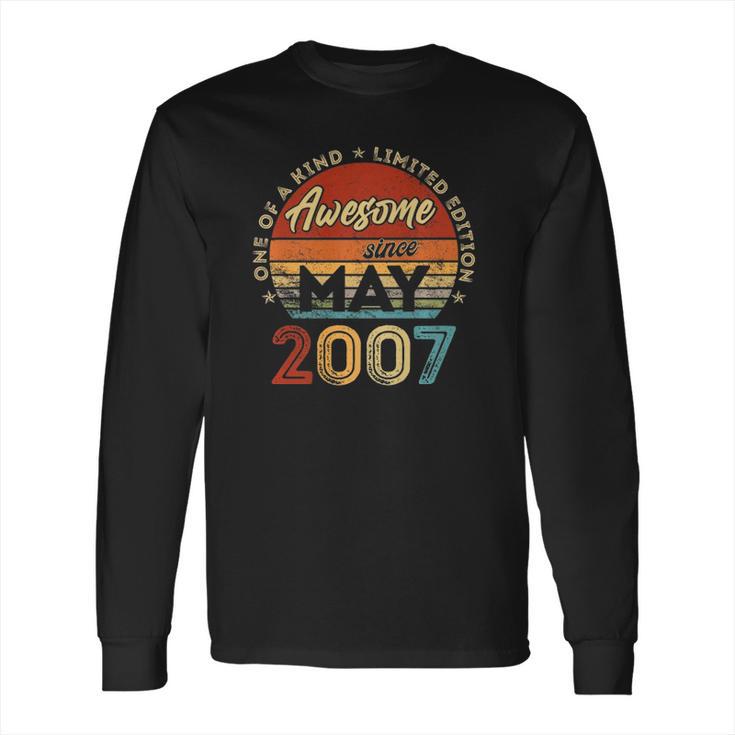 Awesome Since May 2007 15Th Birthday Gift 15 Years Old Boy Long Sleeve T-Shirt