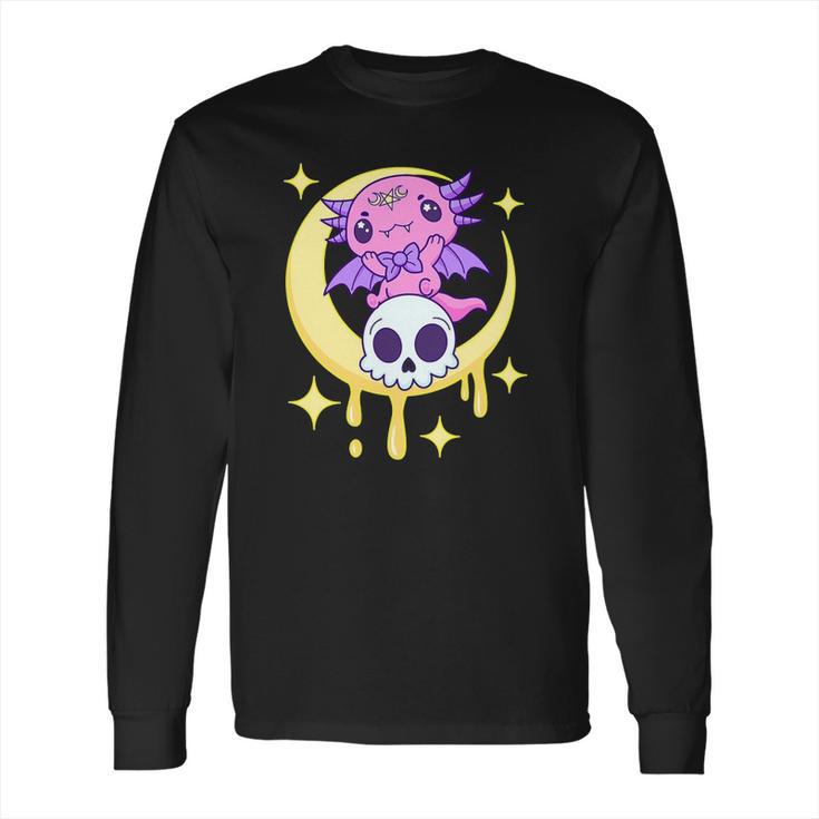 Axolotl Kawaii Pastel Goth Cute Creepy Aesthetic Nu Goth Long Sleeve T-Shirt