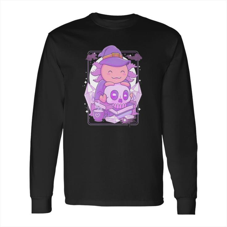 Axolotl Witch Halloween Witchcraft Cute Axolotl Pastel Goth Long Sleeve T-Shirt