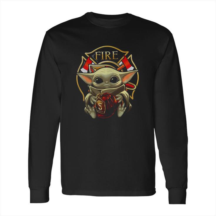 Baby Yoda Hug Flaptatn Fire Reside Long Sleeve T-Shirt