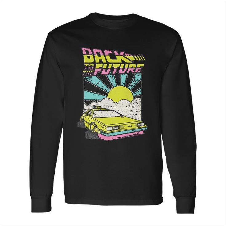 Back To The Future Delorean Sunrise Cartoon Long Sleeve T-Shirt