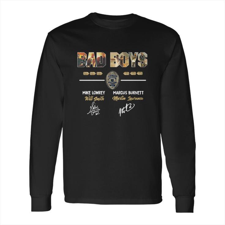 Bad Boys Movie Lovers Mike Lowrey Marcus Burnett Will Smith Martin Lawrence Signatures Long Sleeve T-Shirt