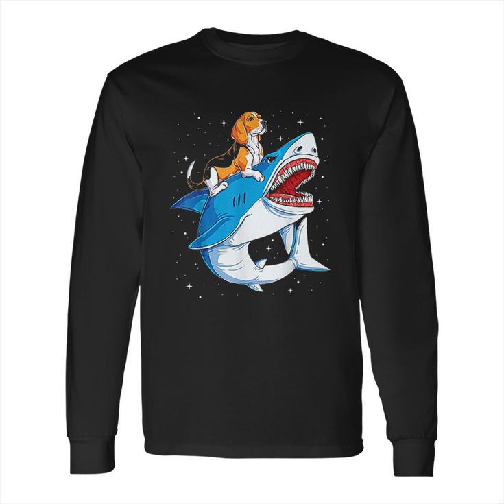 Beagle Riding Shark Jawsome Dog Lover Long Sleeve T-Shirt