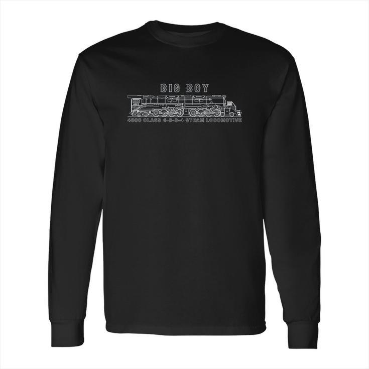 Big Boy 4000 Class Steam Locomotive American Train Blueprint Long Sleeve T-Shirt