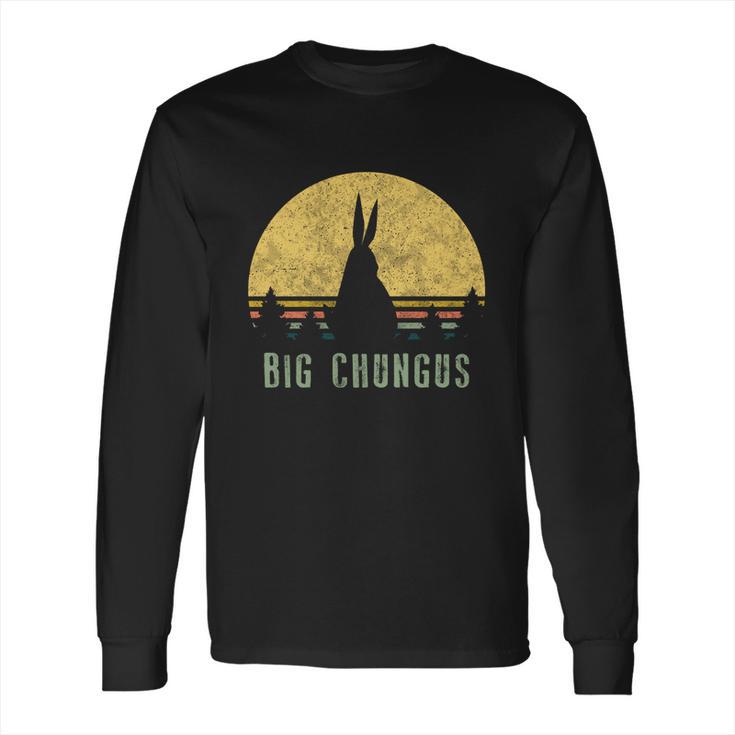 Big Chungus Funny Gift Retro Vintage Sunset Meme Video Game Gift Long Sleeve T-Shirt