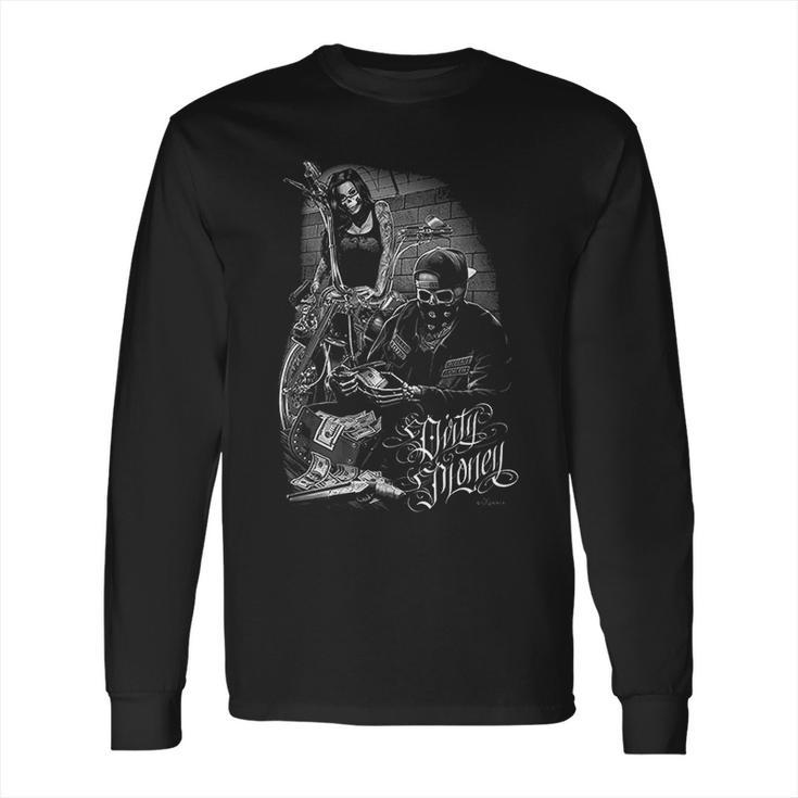 Bonnie And Clyde Dirty Money David Gonzales Art Dga Ride Or Die Mens Long Sleeve T-Shirt