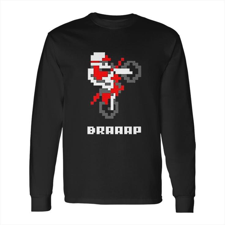 Braaap Dirt Bike Retro 8 Bit Video Game Gamer Graphic Long Sleeve T-Shirt