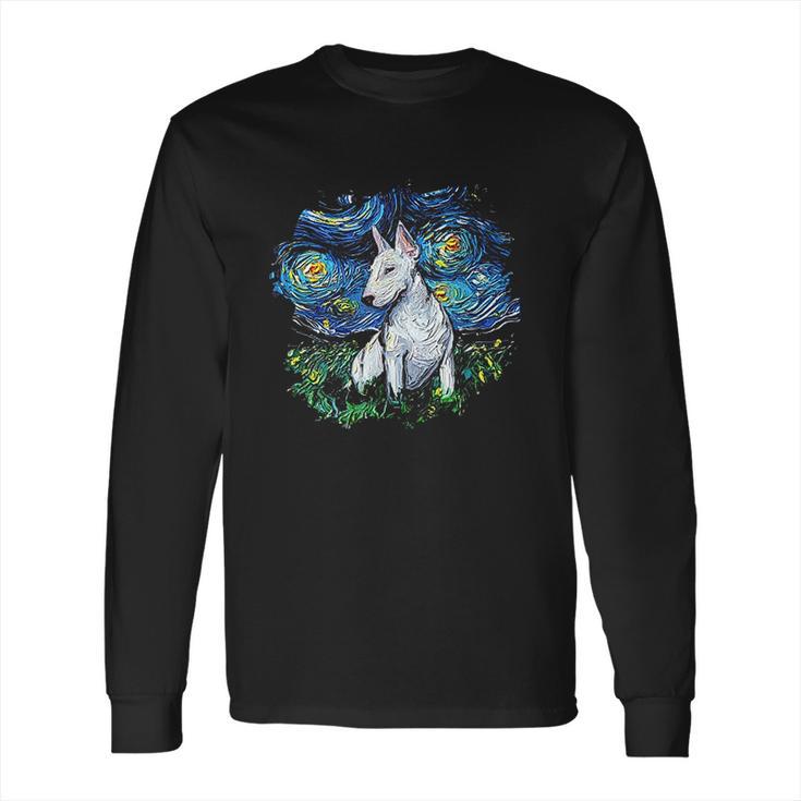 Bull Terrier Starry Night Impressionist Dog Art Long Sleeve T-Shirt