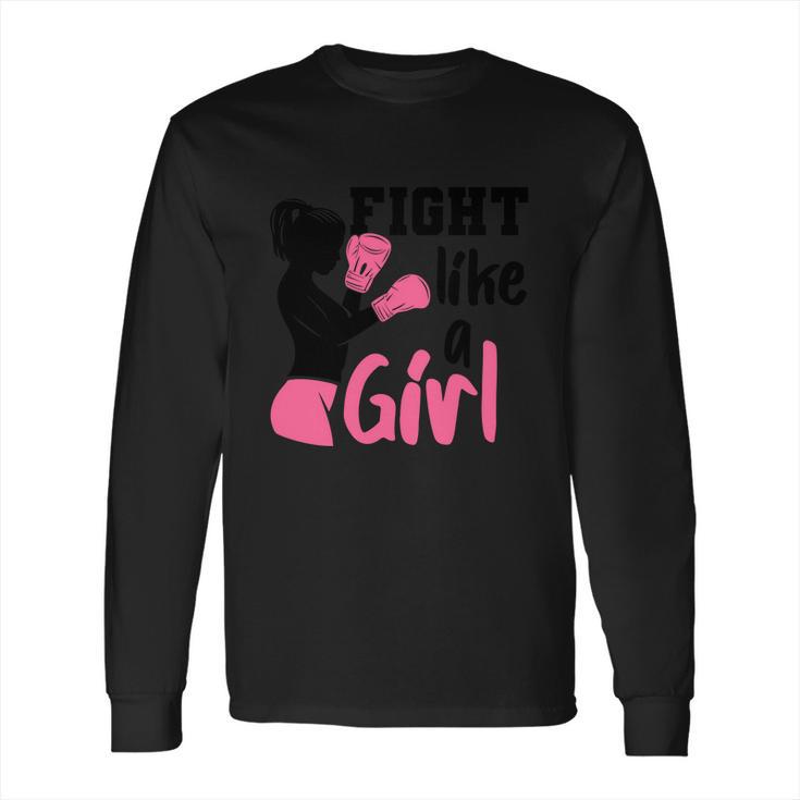 Cancer Fight Like A Girl Pink Ribbon Breast Cancer Long Sleeve T-Shirt