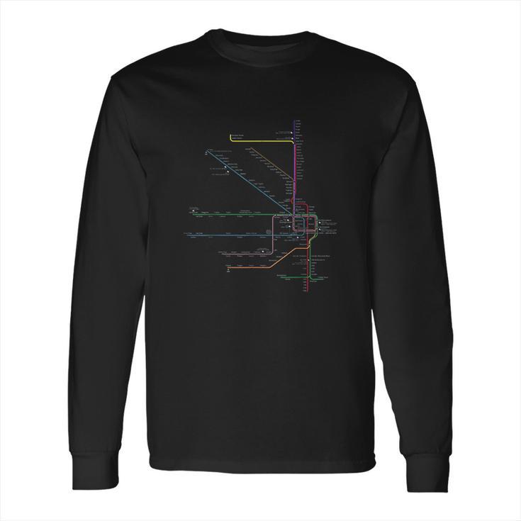 Chicago L Map Cta Elevated L Train Metro Transit Long Sleeve T-Shirt