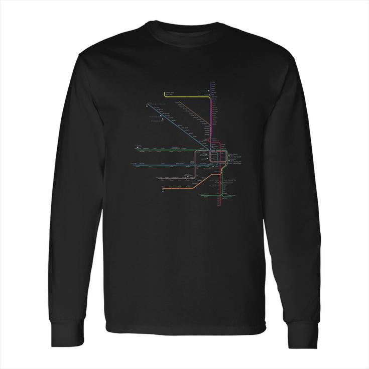 Chicago  Map Cta Elevated L Train Metro Transit Long Sleeve T-Shirt