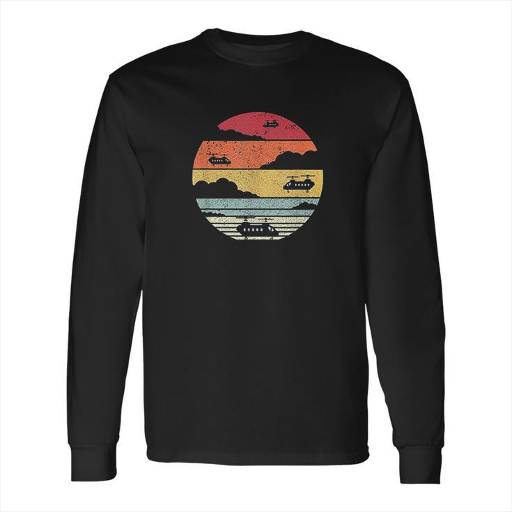 Chinook Helicopters  Retro Style Pilot Long Sleeve T-Shirt