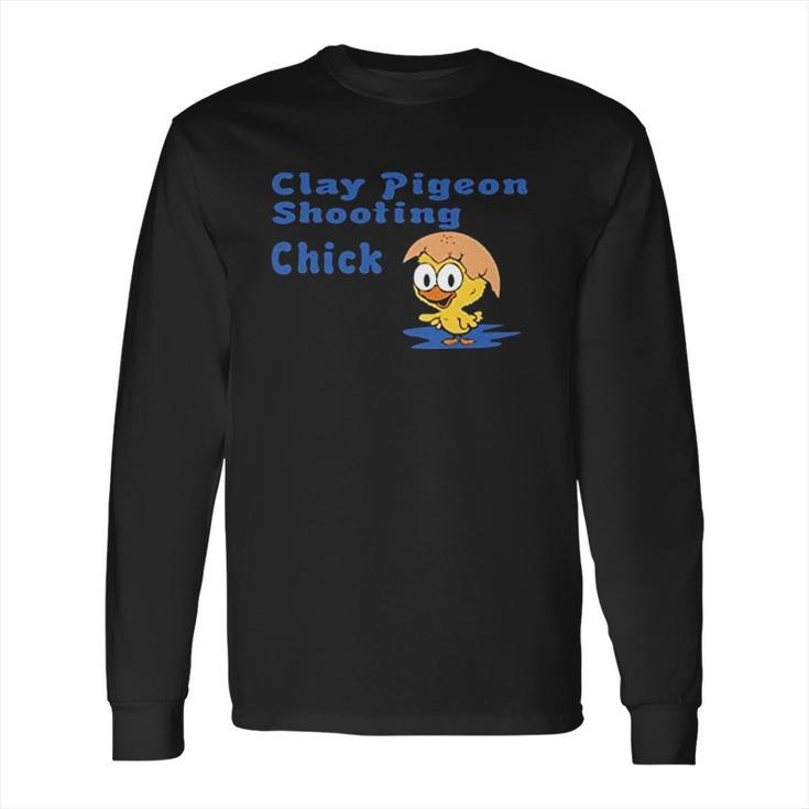 Clay Pigeon Shooting Chick Long Sleeve T-Shirt