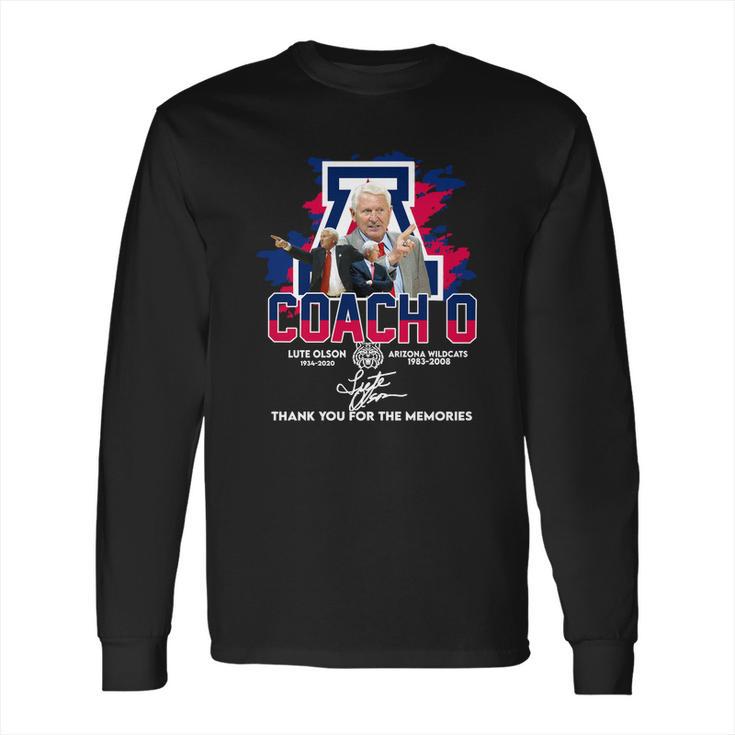 Coach O Lute Olson 1934 2020 Arizona Wildcats 1983 2008 Signature Long Sleeve T-Shirt