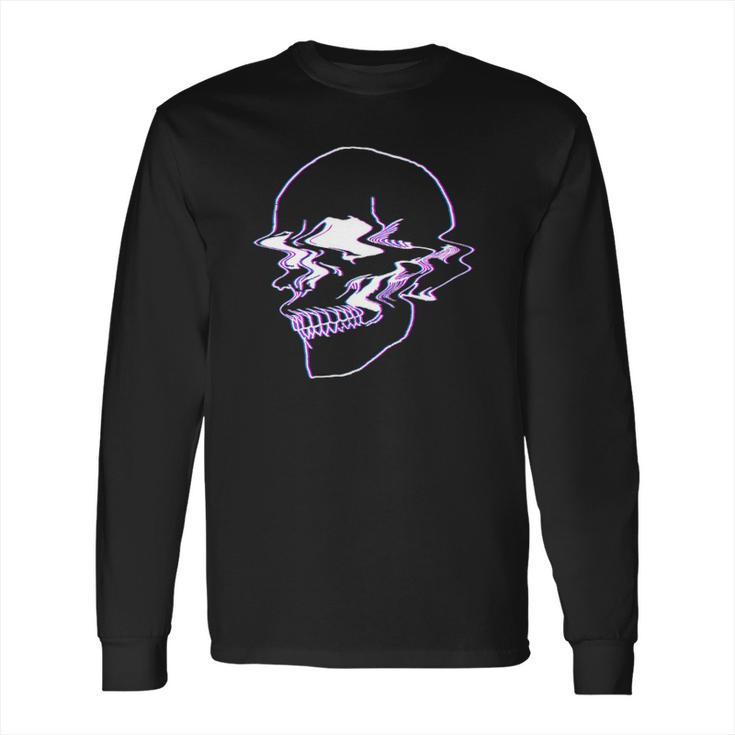 Creepy Cool Egirl Eboy Pastel Goth Vaporwave Glitch Skull Long Sleeve T-Shirt