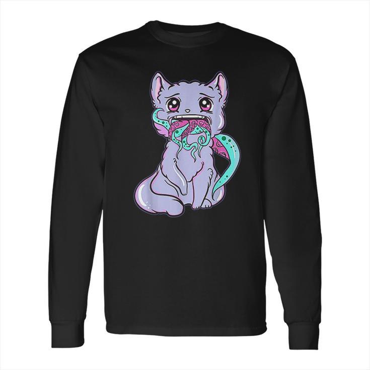 Creepy Kawaii Anime Cat Horror Pastel Goth Long Sleeve T-Shirt