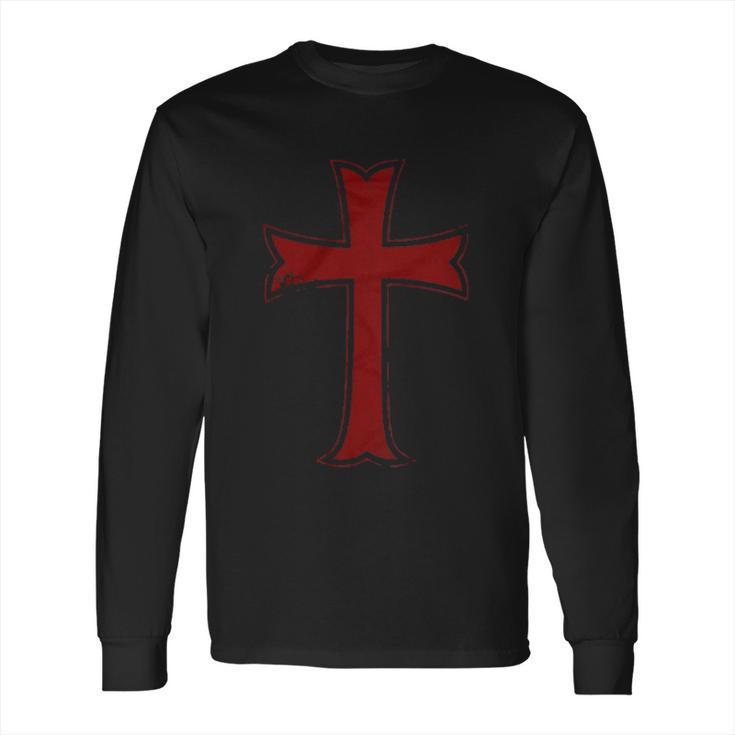 Crusader Knights Templar Distressed Cross Long Sleeve T-Shirt