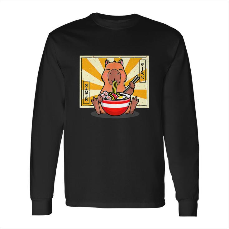 Cute Capybara Eating Ramen Funny Animal Anime Manga Long Sleeve T-Shirt