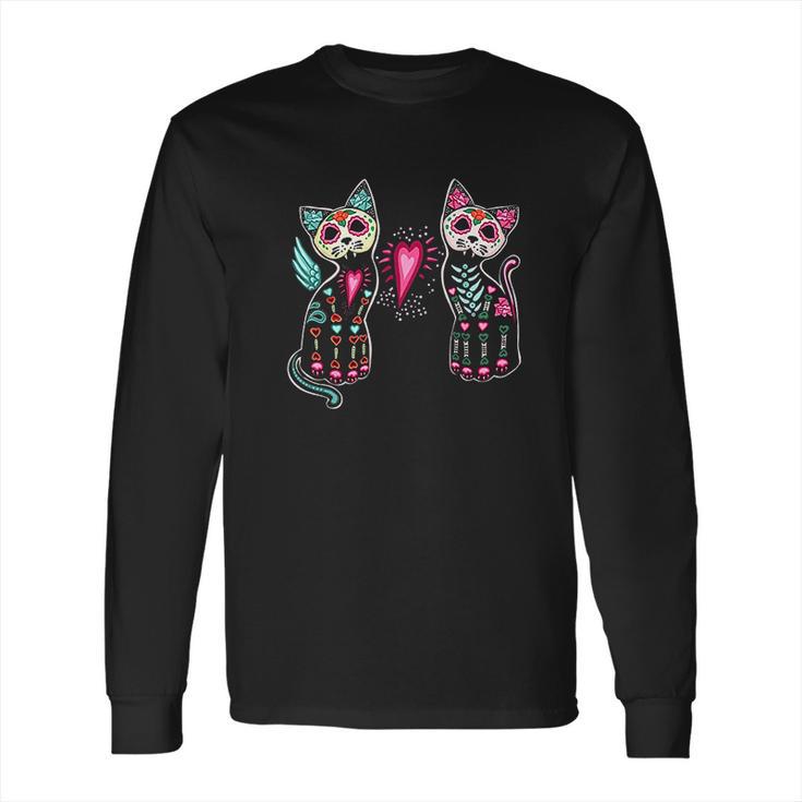 Day Of The Dead Cats Cat Lovers Dia De Los Muertos Long Sleeve T-Shirt