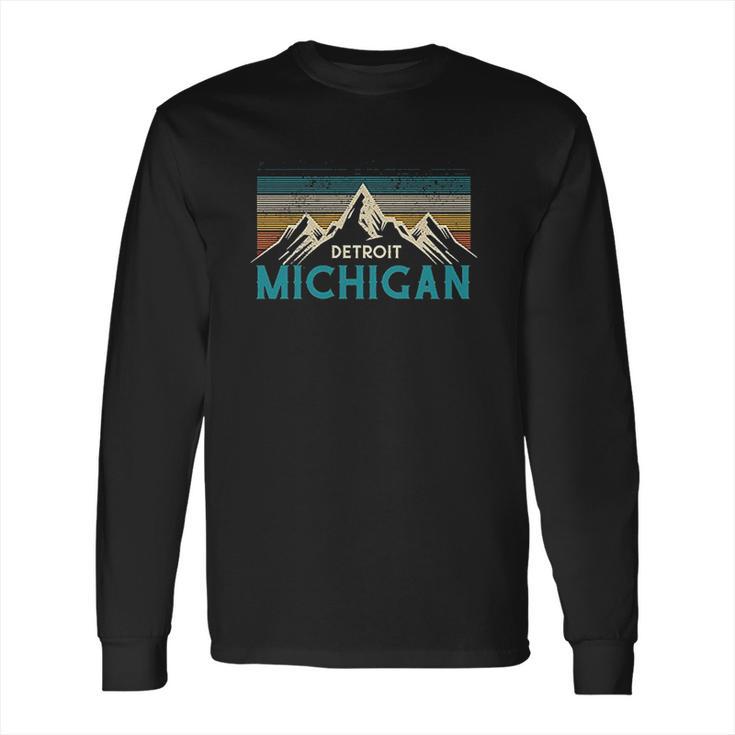 Detroit Michigan Vintage Mountains Long Sleeve T-Shirt