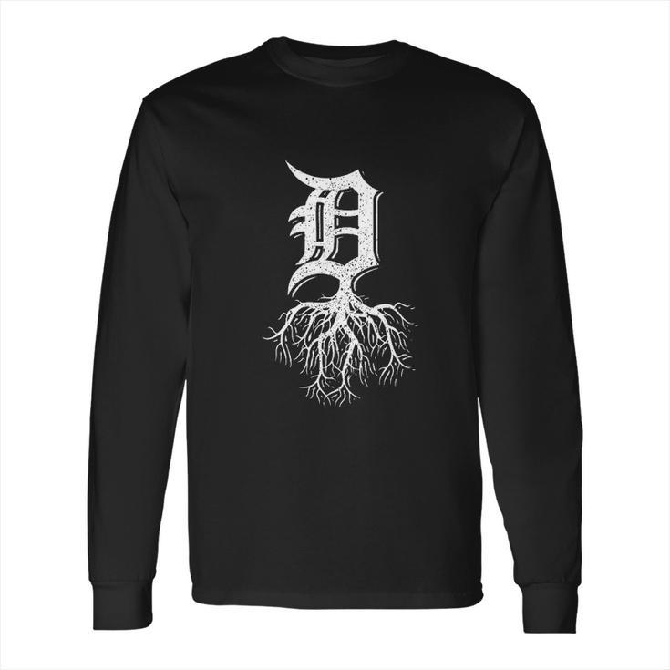 Detroit Roots Michigan American Born Rooted American Gifts Made In Detroit Long Sleeve T-Shirt