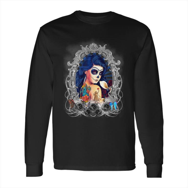 Dia De Los Muertos Sugar Skull Day Of The Dead Catrina Long Sleeve T-Shirt