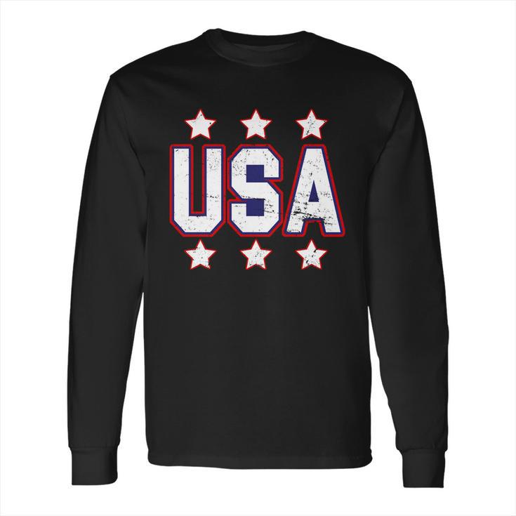 Distressed Usa Patriotic Logo Long Sleeve T-Shirt