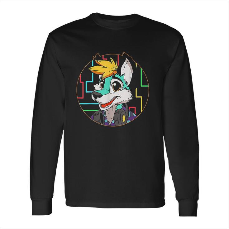 Djing Dj Fox Furry Furries Tail Ears Cosplay Long Sleeve T-Shirt