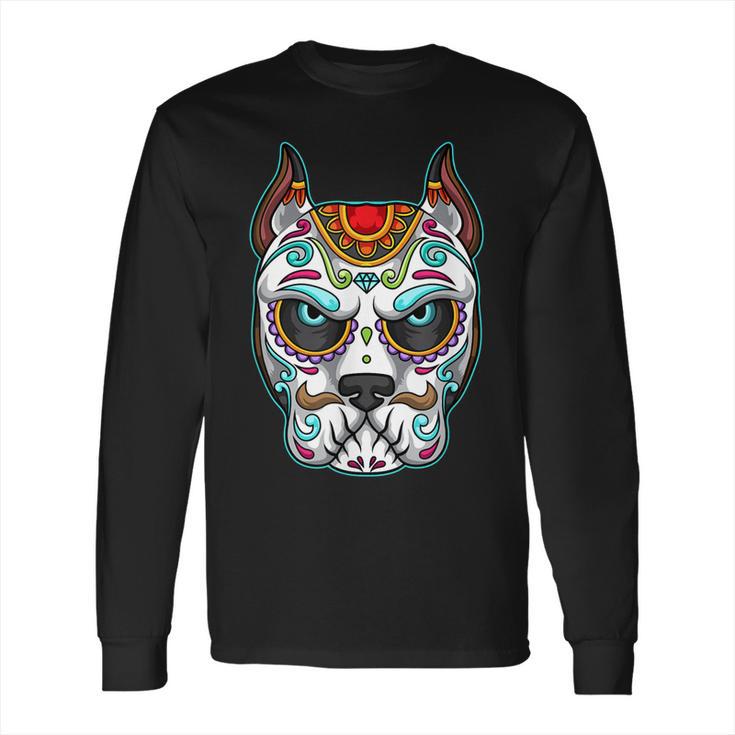 Dog Sugar Skull Funny Day Of The Dead Matching Group Long Sleeve T-Shirt