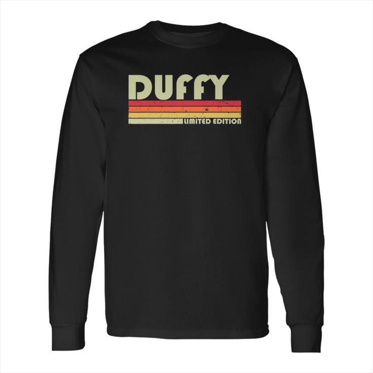 Duffy Surname Funny Retro Vintage 80S 90S Family Reunion Long Sleeve T-Shirt