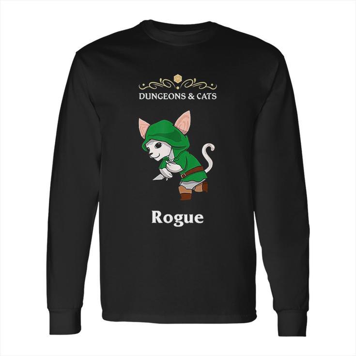 Dungeons And Cat Rogue Roleplaying Fantasy Gamers Long Sleeve T-Shirt