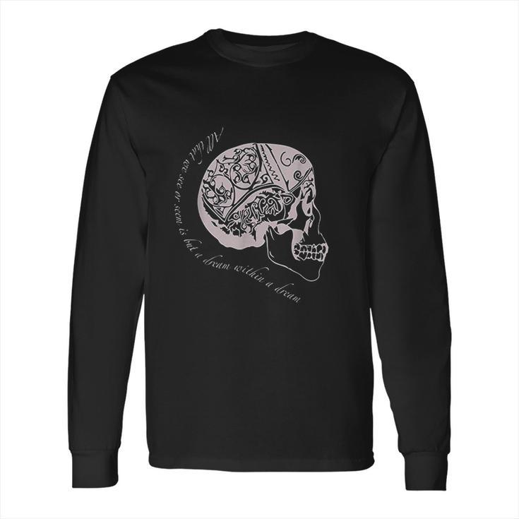 Edgar Allan Poe Skull Long Sleeve T-Shirt