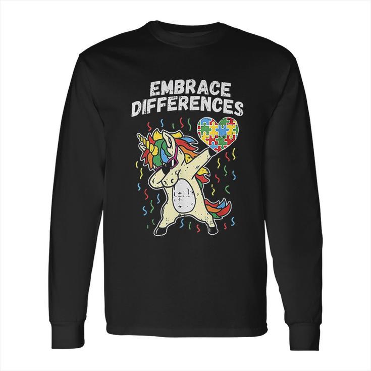 Embrace Differences Dabbing Unicorn Long Sleeve T-Shirt