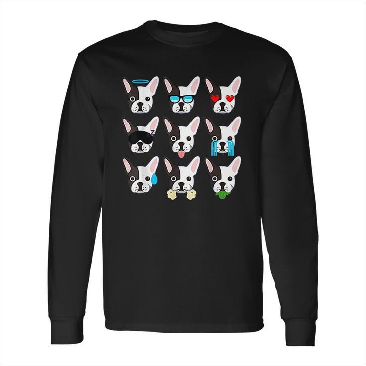 Emoji Boston Terrier Dog Face Long Sleeve T-Shirt